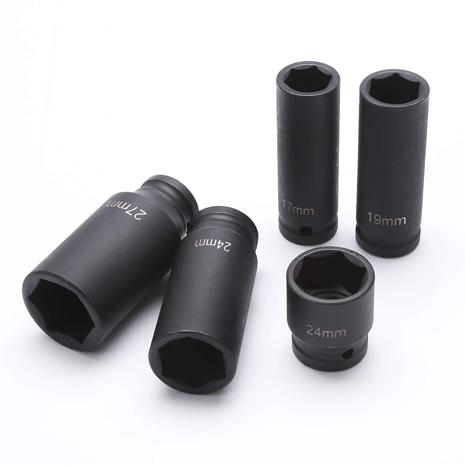 KATSU 1/2" llaves de Vaso Impacto 35 Piezas, Juego de Llaves de Vaso de Impacto Profundo, Llave Métrica Resistente de 8mm a 32mm, Herramienta de Reparación Motores Camiones Tractores 420445