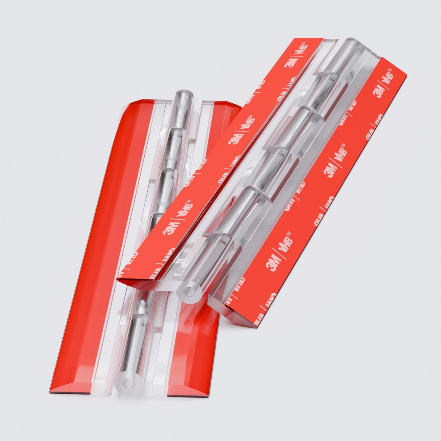 Caterpillar Red Clear 4X Acrylic Piano Hinges 200Mm - Self-Adhesive, No Glue Required, Transparent Plastic