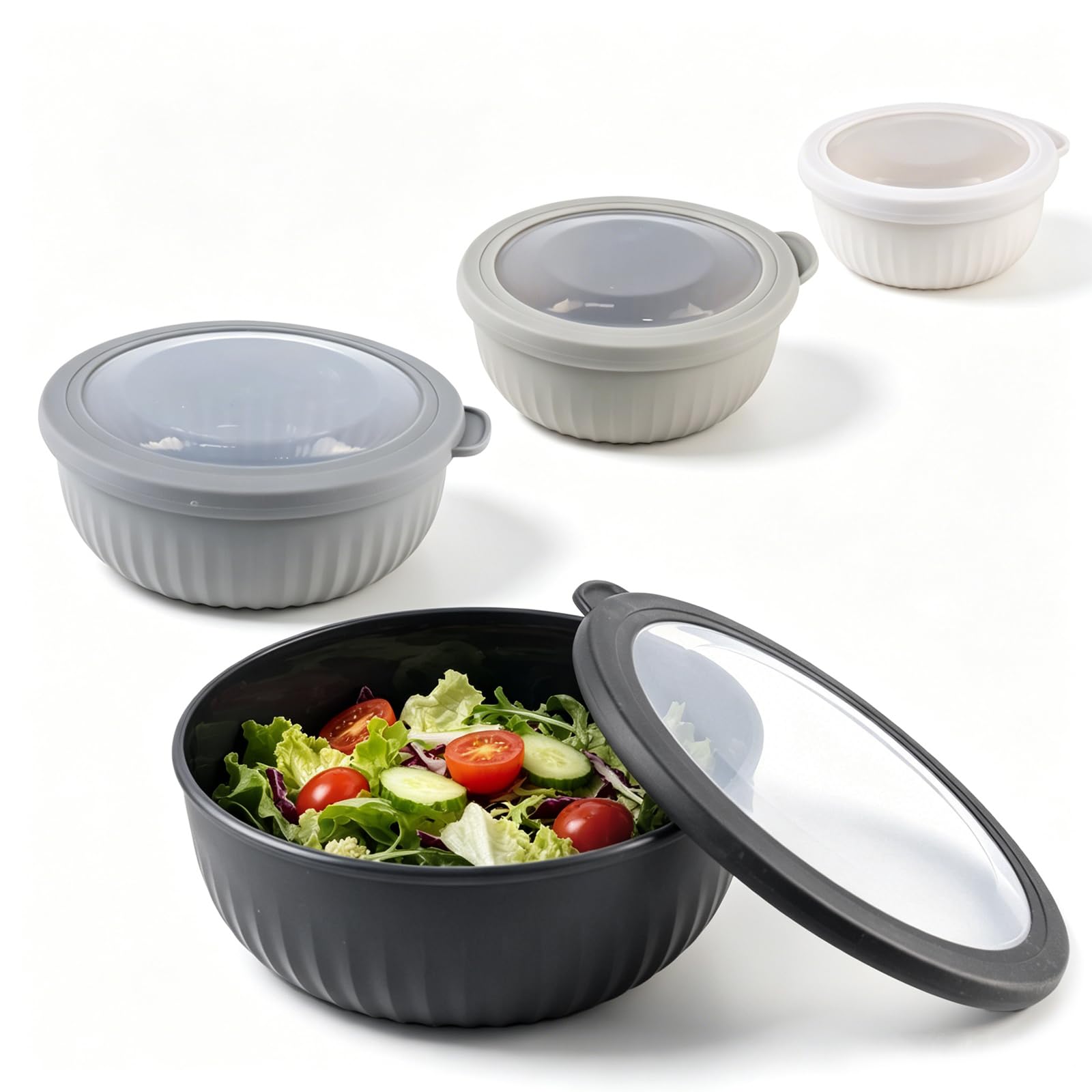 Bol mélangeur sans BPA qui passe au micro-ondes : lot de 4 saladiers empilables de cuisine