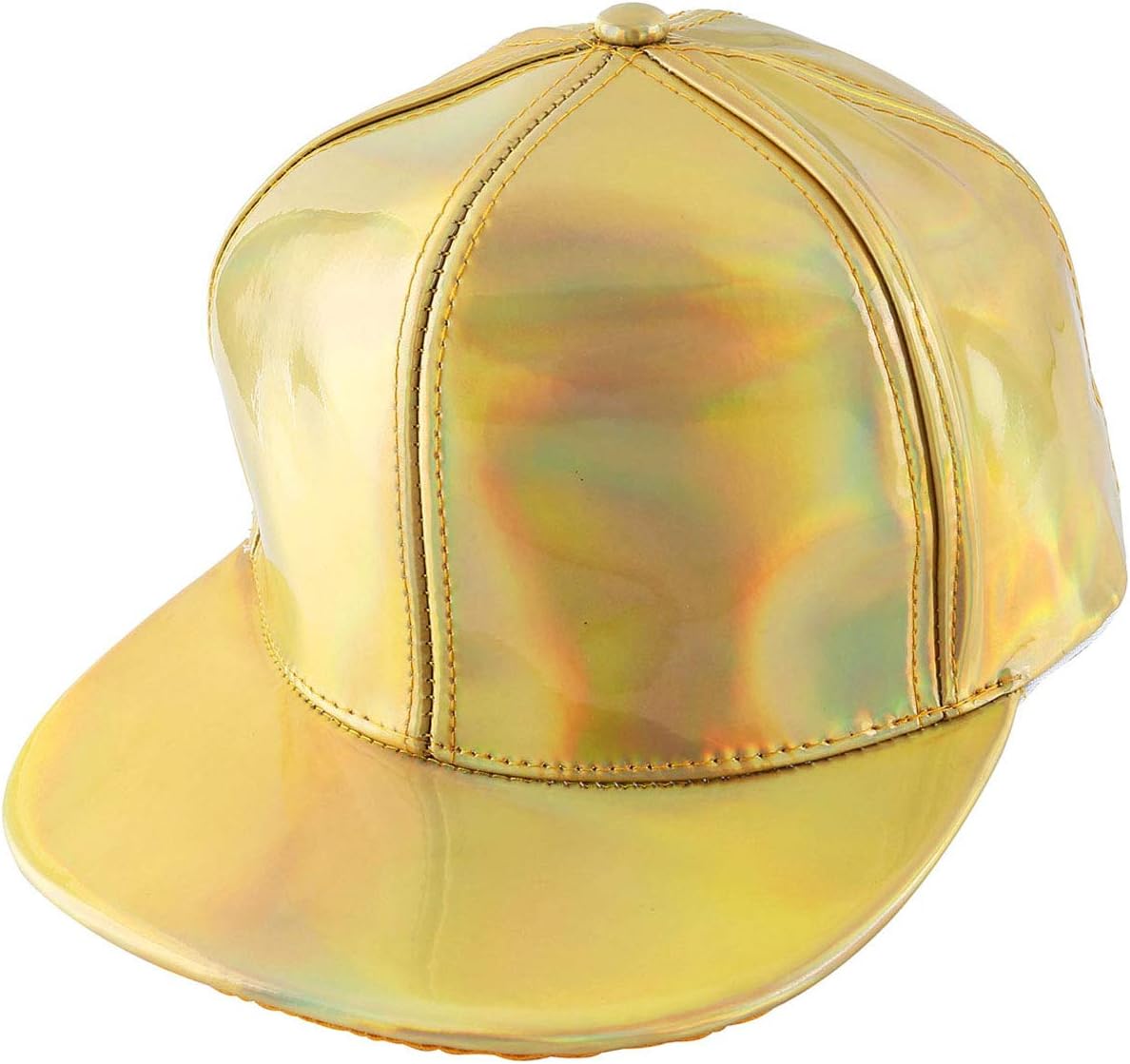 Adjustable Shiny Holographic Baseball Cap Rainbow Reflective Hip Hop Rave Hat Metallic Casual Cap