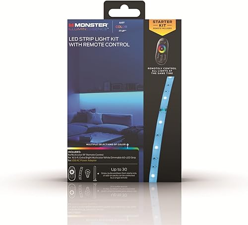Vanco International 3003999 Monster Just Color It Up - Kit de tira de luz LED multicolor enchufable con adaptador disponible en Yaxa Colombia