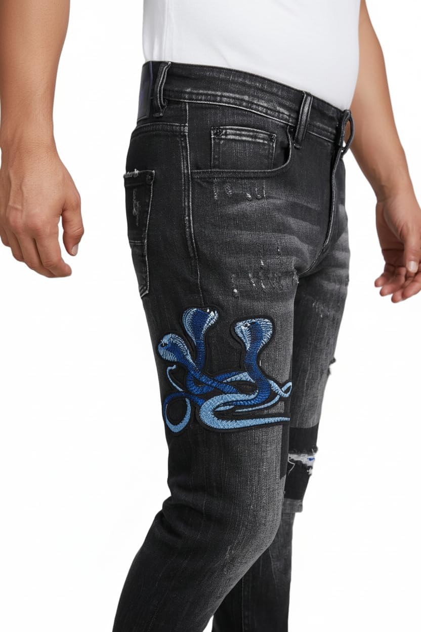 Men's Slim Fit Stretch Jeans Ripped Skinny Jeans for Men, Casual Straight Leg Streetwear Comfort Male Pants - Image 5