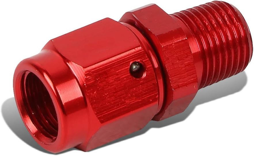 3AN Female Flare to 1/8 inches NPT Male Aluminum Reducer BNut Swivel Fitting (Red
