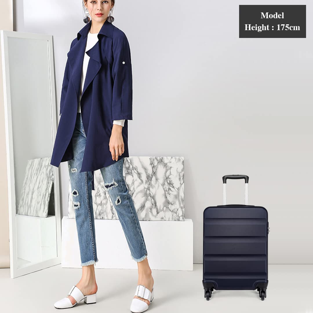 Kono 19" walizka kabinowa carry-on, trwała i lekka, walizka ABS hardshell z 4 cichymi kółkami i zamkiem szyfrowym, 55x38x20cm, 33L（Granatowy）