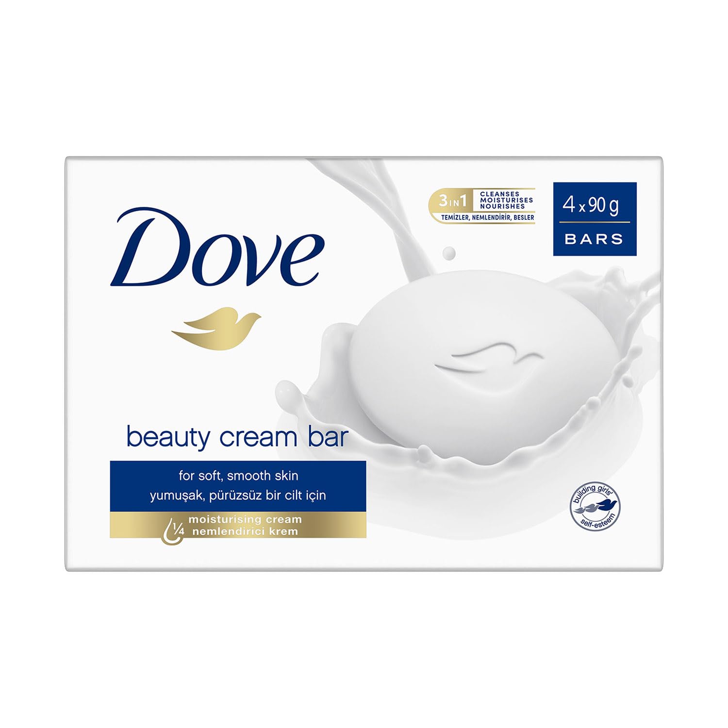 Dove Beauty Cream Bar Katı Güzellik Sabunu Original Nemlendirici Etkili, 4x90 g (6 paketi)