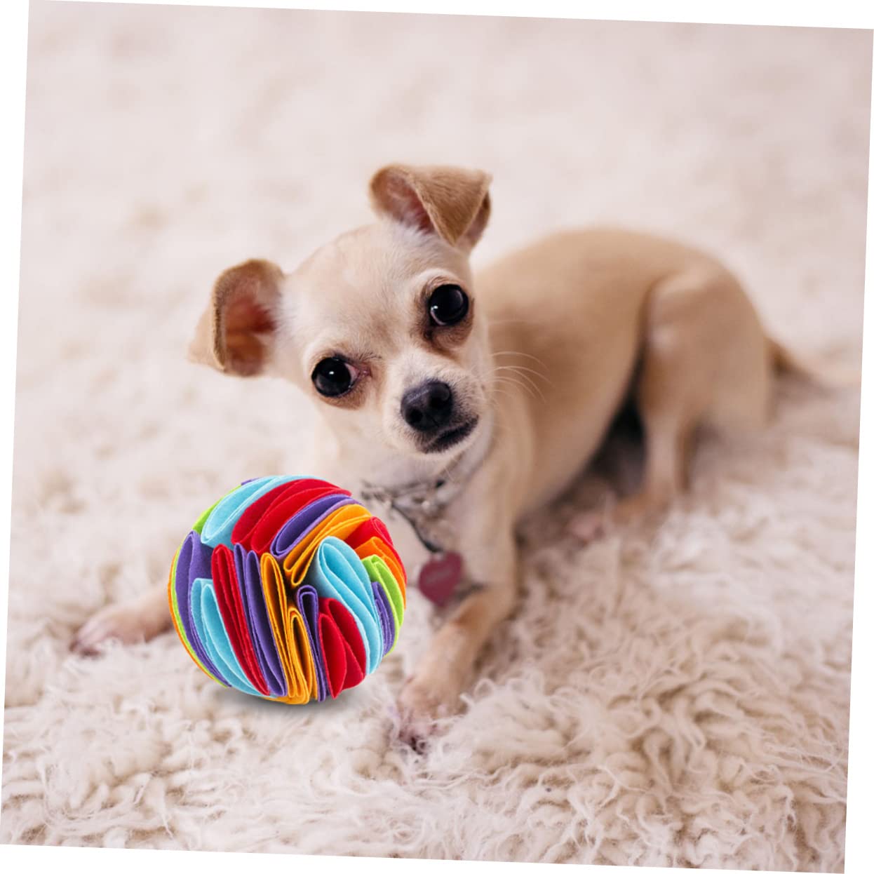 WOONEKY 3 Stücke Welpen Spielzeug Hund Zahnen Snuffle Spielzeug Langsam Feeder Für Hunde Filz Pet Molaren Beulen