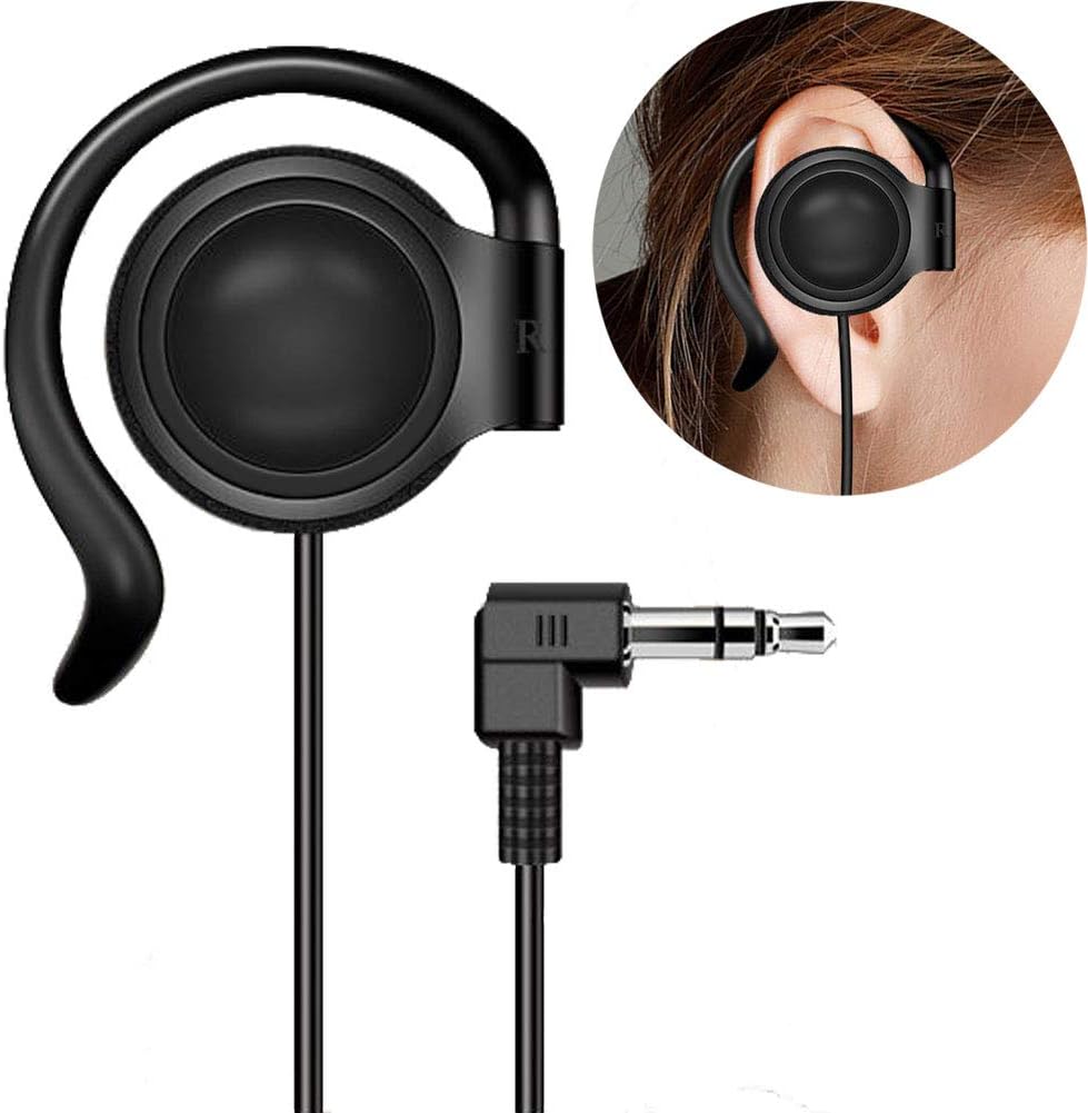 EXMAXSingle Headphones 3.5mm Right-Side Earphone One Ear Ear-Hook Headphone for EXD-101 ATG-100T Radio Podcast Laptop MP3 Ear Bud (Right-Side Earphone)