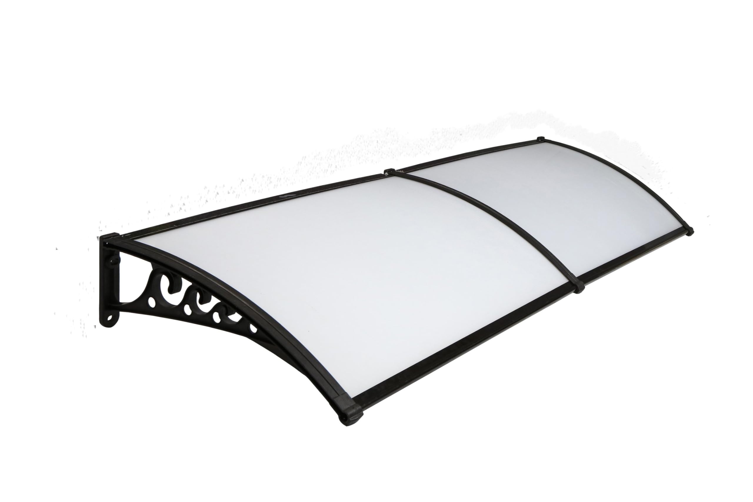 CHENNAI Window Blinds and Shades DIY Polycarbonate Awning (Engineered Plastic Brackets) Window Sunshade Door Weather Shed Rain Canopy Awnings - 8'Widthx2'Depth (Black Brackets & White Sheets) discount deal