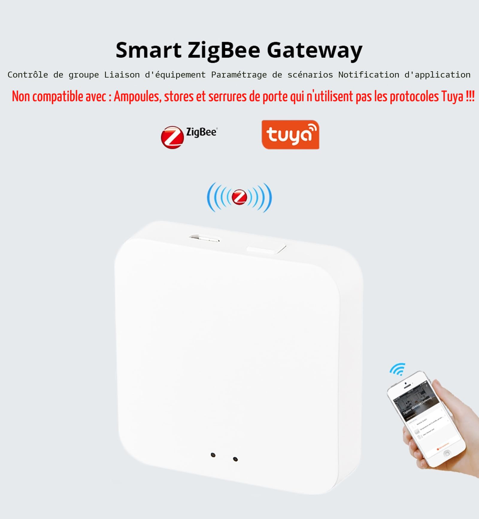 Zigbee Hub WiFi et Bluetooth Dual Mode Gateway, Tuya Smart H ome Bridge Wireless Control, Intelligent Bridge Wireless Smart H ome Gateway Pannel Via Alexa, Google H ome