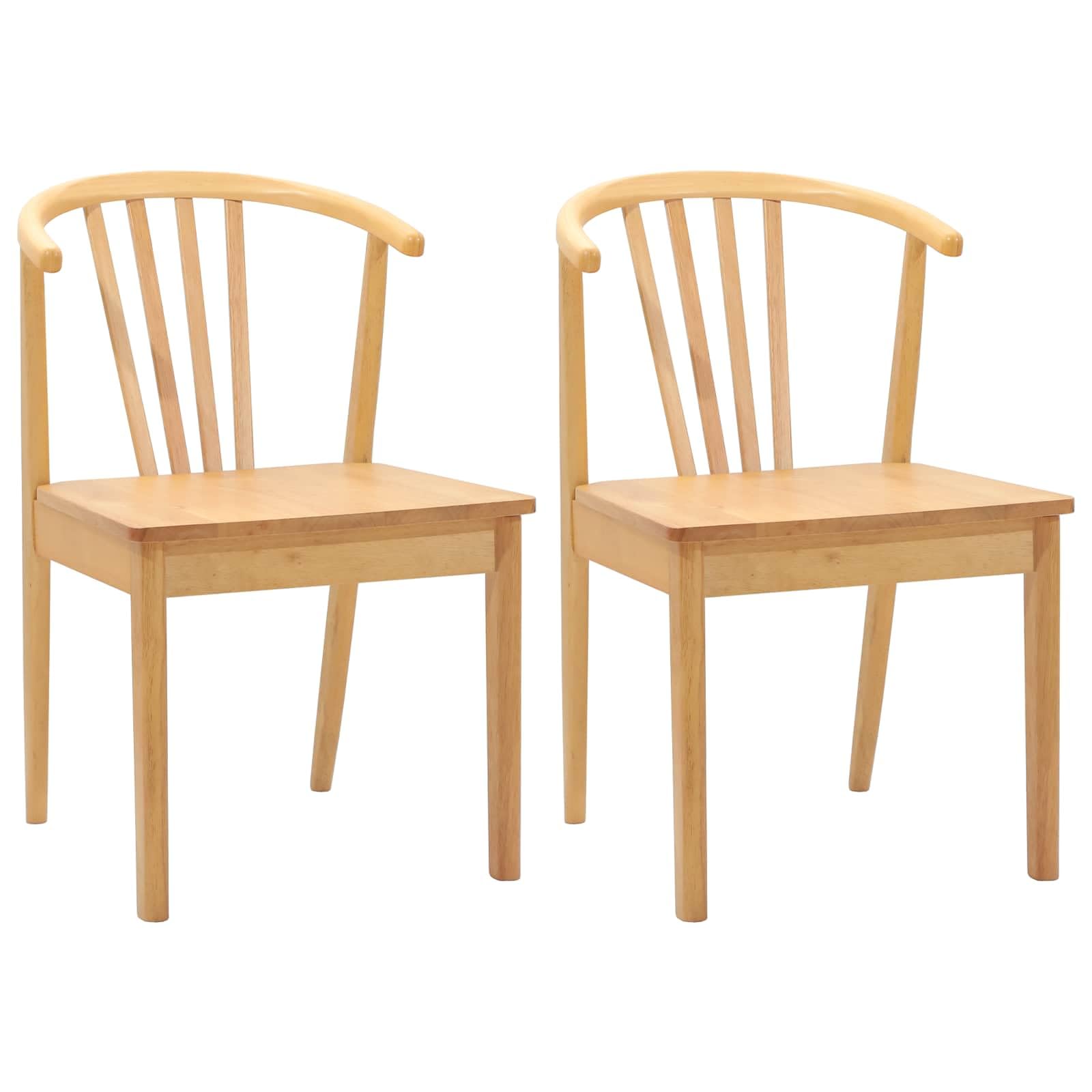 Set di 2 sedie per sala da pranzo in legno massello naturale