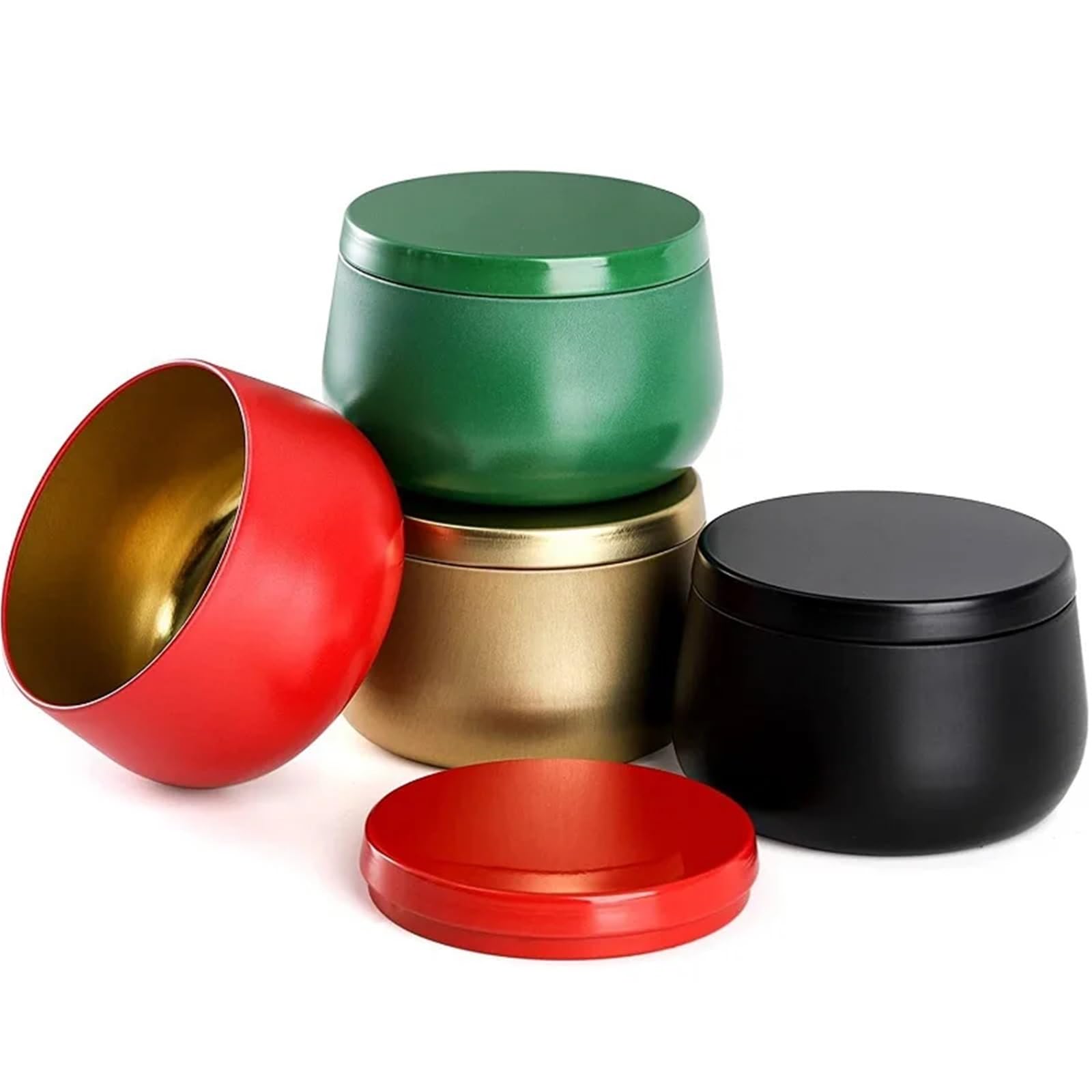EWUHYFP Barattoli Candele Contenitori For Candele, Latta Vuota, 20 Pezzi, Scatola Di Metallo, Barattoli For Tè Con Fiori Dorati(Black,8OZ)