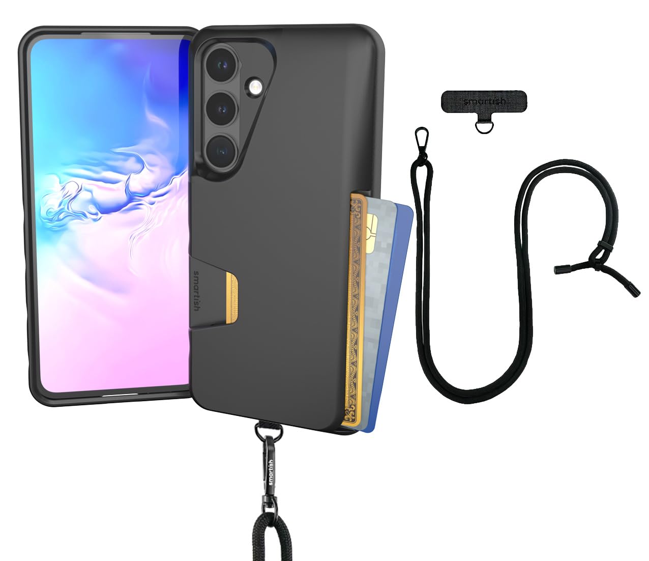 Smartish® Galaxy S24 Wallet Case with Crossbody Lanyard Strap - Wallet Slayer Vol. 1 - [Slim + Protective] Credit Card Holder with Universal