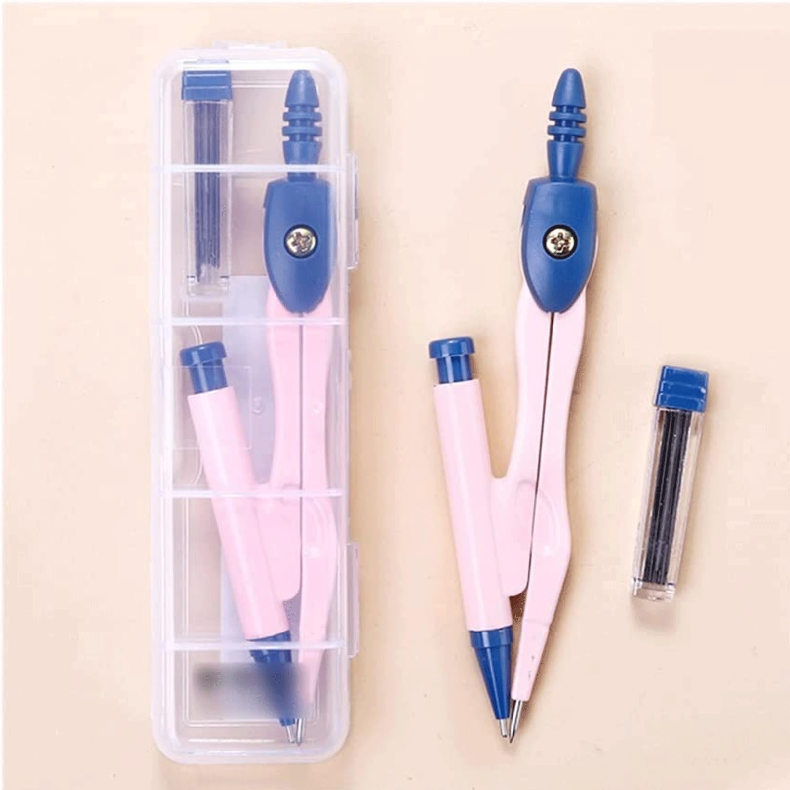 GddOGUK Portable Math Geometry Compass with refill Metal Drafting Compass Tools Simple Drawing Compass Circle Maker For School Office Supplies
