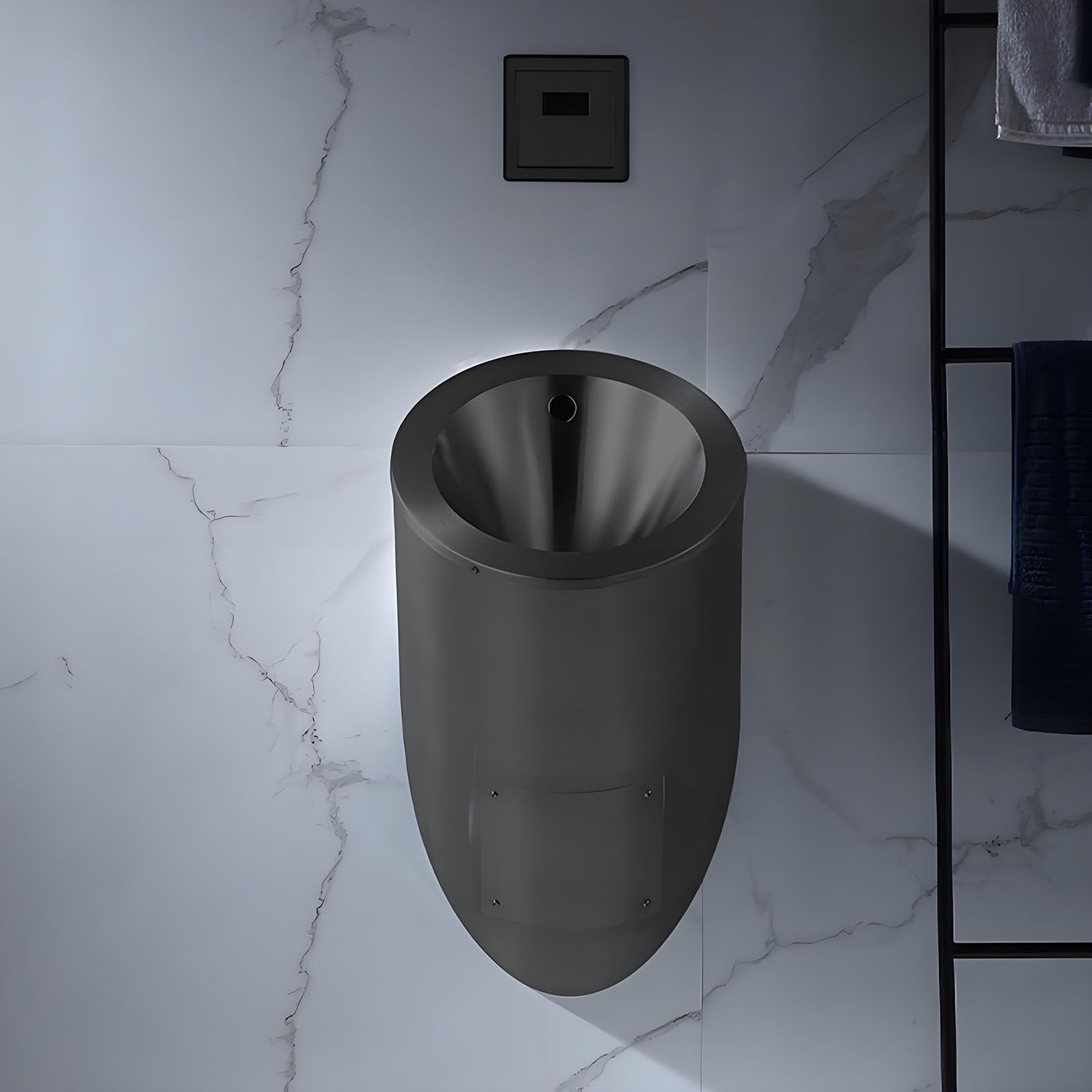 Urinoir en acier inoxydable à capteur automatique et chasse d'eau intelligente pour hommes