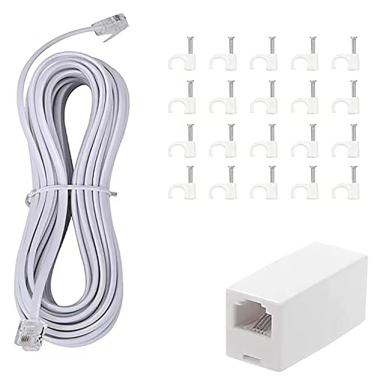 25Feet Long Telephone Extension Cord Phone Cable Line Wire, with