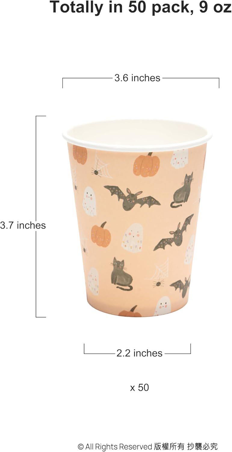 Cheerland Halloween Party Tableware Set Paper Plates Cups And Napkins for Theme Birthday Halloween Party Decorations Supplies