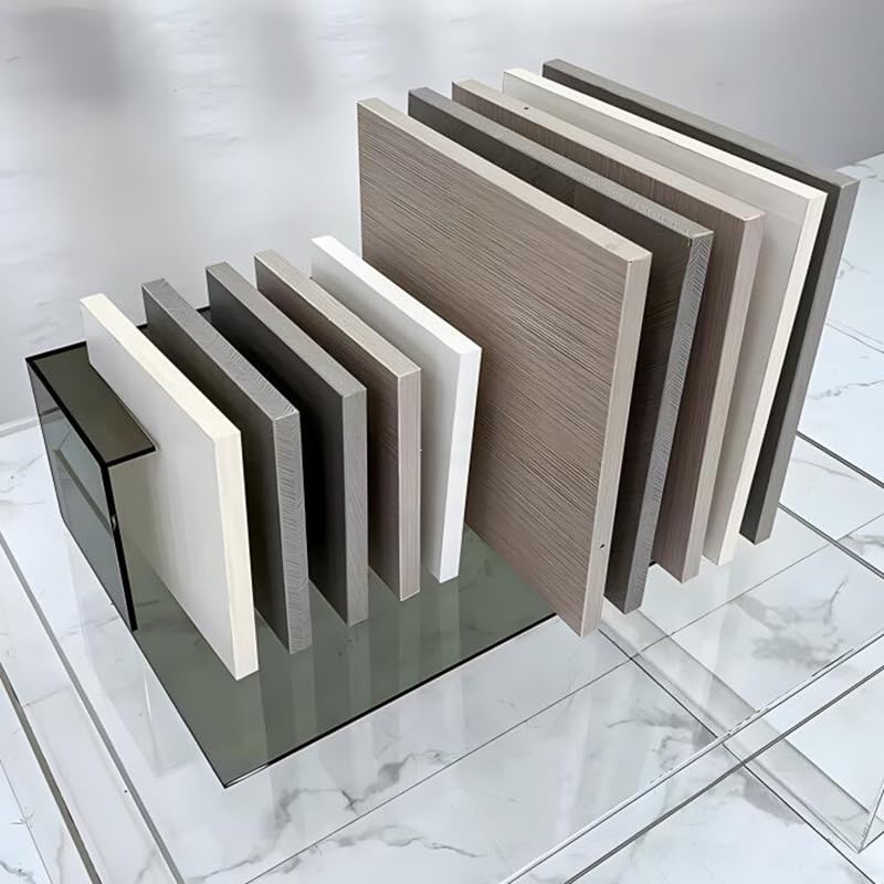 Acryl-Holz-Bodenfliesen-Display-Ständer mit 10 Kartenfächern, Marmorplattenhalter für Einzelhandel, platzsparendes Design, starke Tragfähigkeit