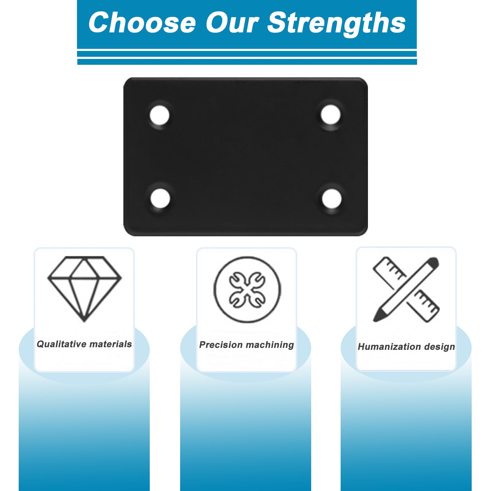 50-Pack 2.36" Black Mending Plate For Wood, Stainless Steel Straight Mending Plates Heavy Duty Metal Brackets For Brace Furniture Fence Bookcase - View #12