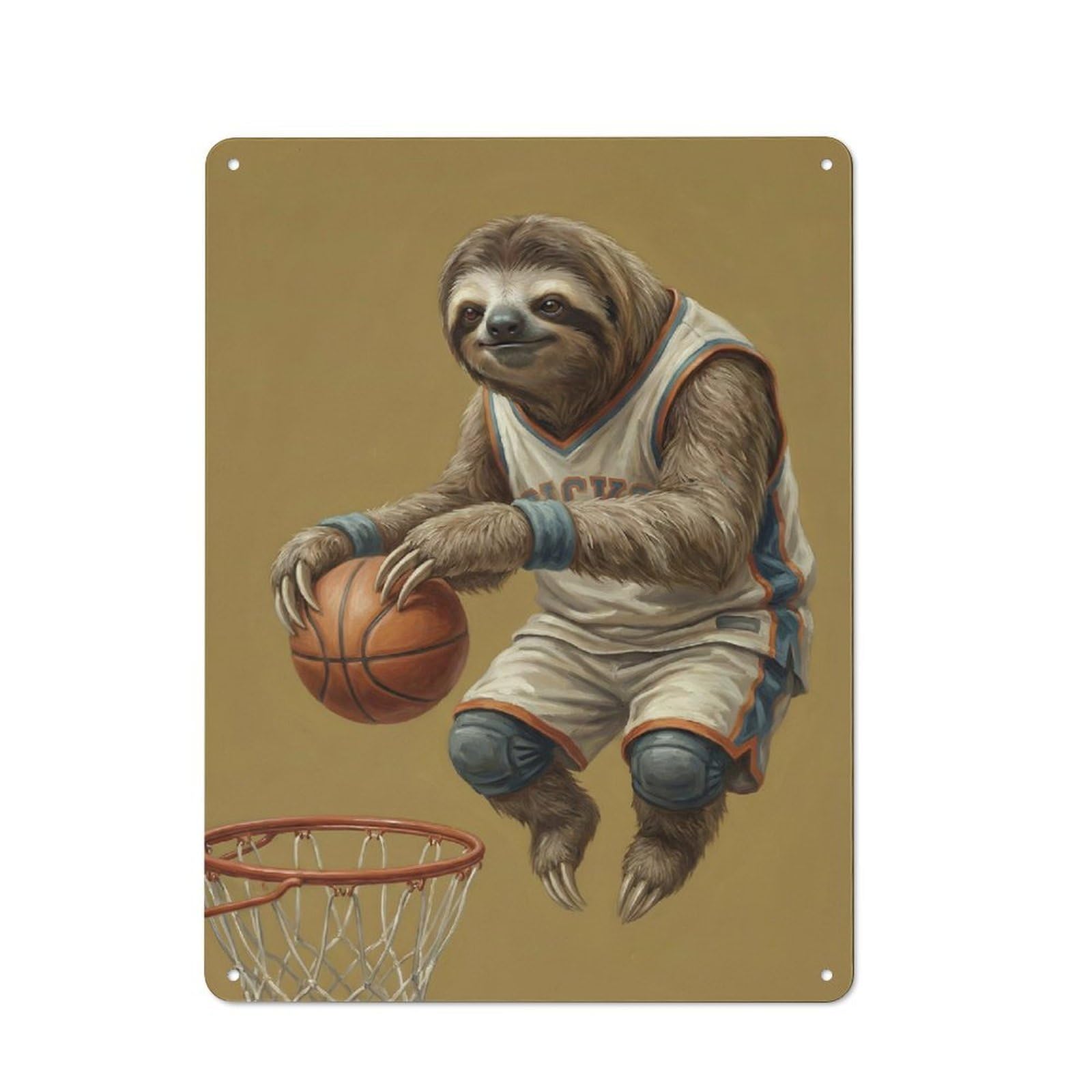 Bistro Style Bistro Metal Sign 40x30cm Featuring Sloth Playing Basketball, Shop Wall Decor for Takeaway, Bar, Kitchen Or Counter Area