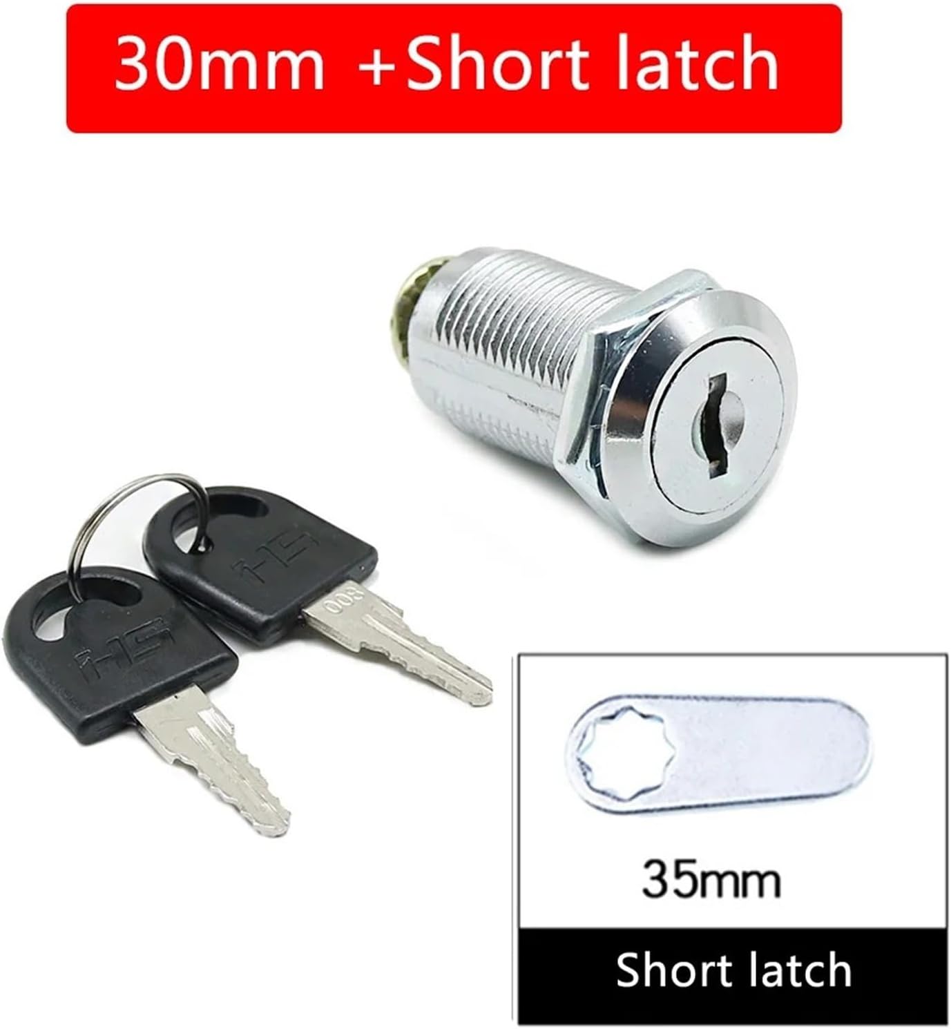 Same Key 16/20/25/30mm Drawer Locks with 2 Keys Lock Hardware for Office Desk Letter Box Cam Locks 1Pcs(30mm Short)