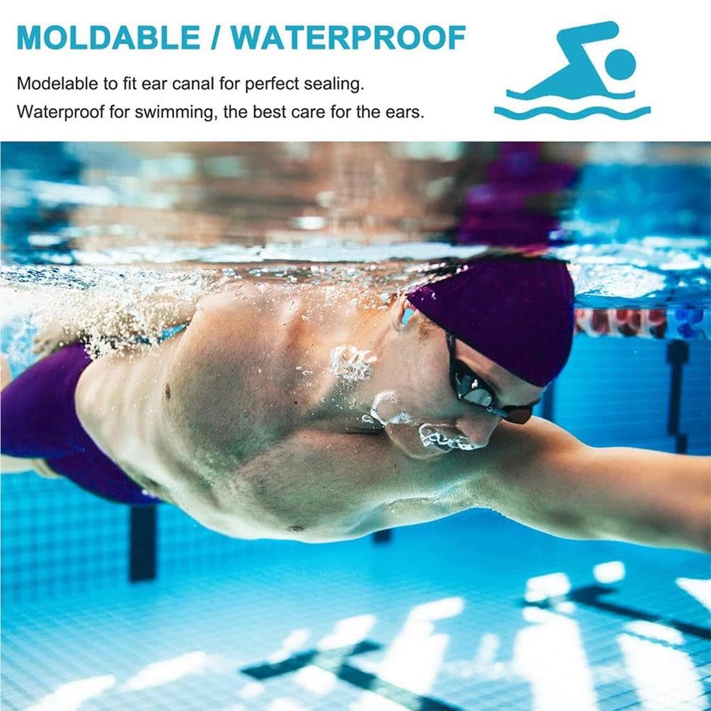 Ohrstöpsel zum Schwimmen, Tauchen, wasserdicht, Geräuschreduzierung, Ohrstöpsel, Sortiment, Flugzeug, Bus, Konzert, formbar, Blau, 10 Stück