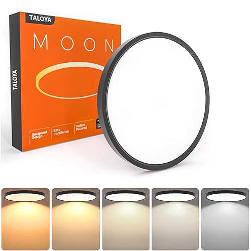 TALOYA Flush Mount LED Ceiling Light Fixture Black,12 Inch 20