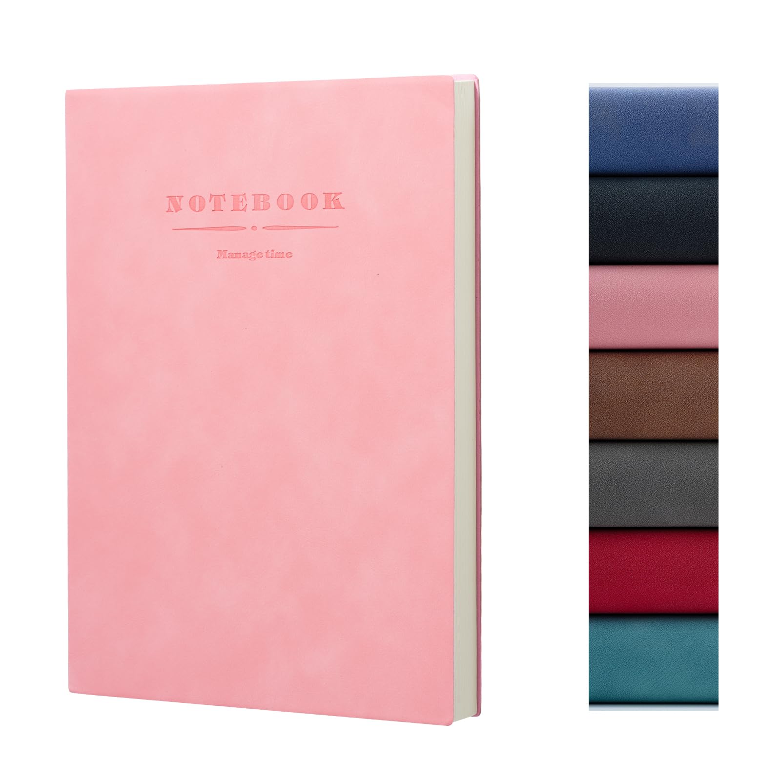 Carnet de notes 360 pages A4 avec papier épais doublé pour homme et femme, couverture souple pour le travail, la prise de notes, parfait pour le bureau, l'école, rose