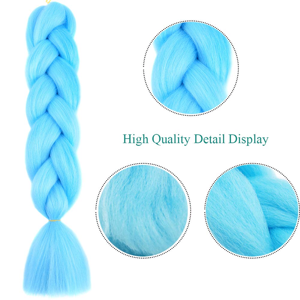Visiter la boutique Cybelleza 24" Extensions Pour Tresse Jumbo Braid Extension Cheveux au Crochet Tressage synthétique Africaine Lot de 1 (Bleu ciel) in use