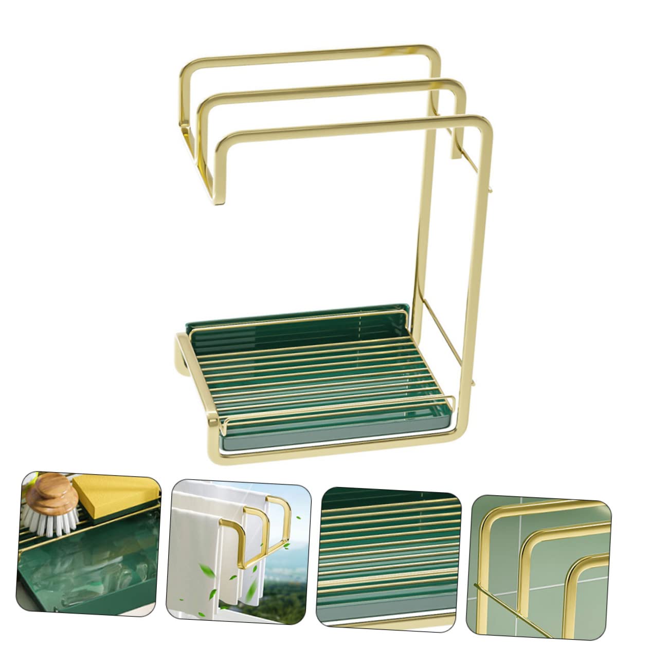MAGICLULU Porta Spugne Vassoio di Scolo, Supporto da Parete per Cucina, Organizzatore per Utensili da Lavello in Ferro e Plastica Stile Creativo