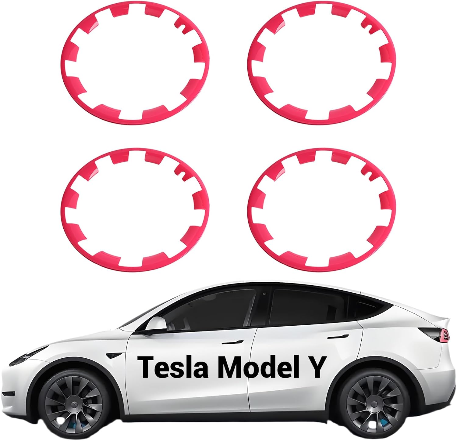 4PCS 19 Inch Model Y Tire Trim Rings, Wheel Rim Protectors, Hubcaps Covers Anti-Scratch ABS Guard Rim, 20" Model Y Exterior Accessories 2020 2021 2022 2023 2024 Set of 4 pink 20 in