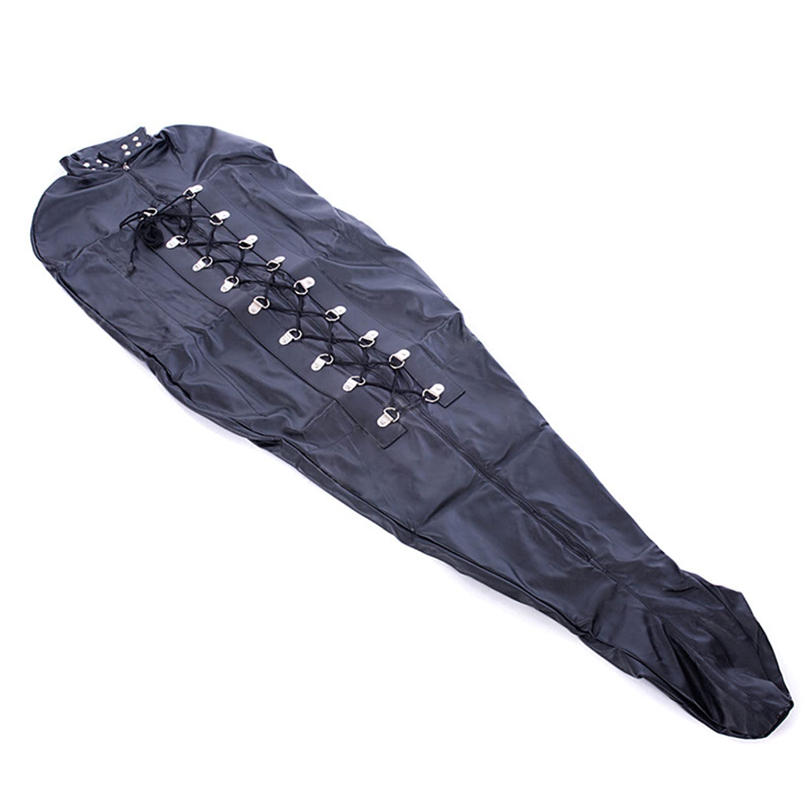 XLBHSH Männer Sexy Kunstleder Alles Inklusive Kleider Innerhalb Doppelt Arm Tasche Zurückhaltung Schlafsack Gefesselt Kleider Bondage Tasche,Schwarz,M Fashion