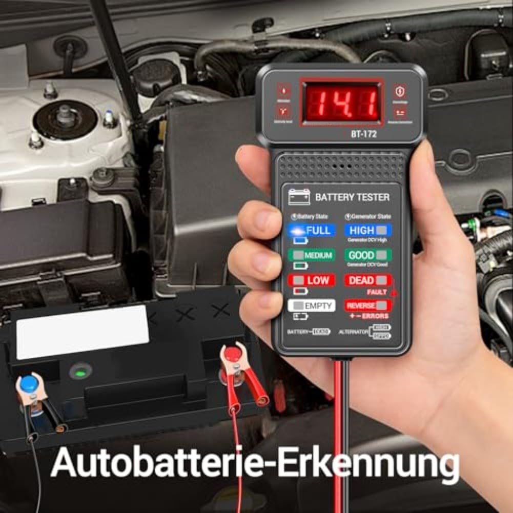 Tester digitale per batteria auto 12 V e analizzatore di carica con schermo LCD inversione di polarità per la protezione dei veicoli