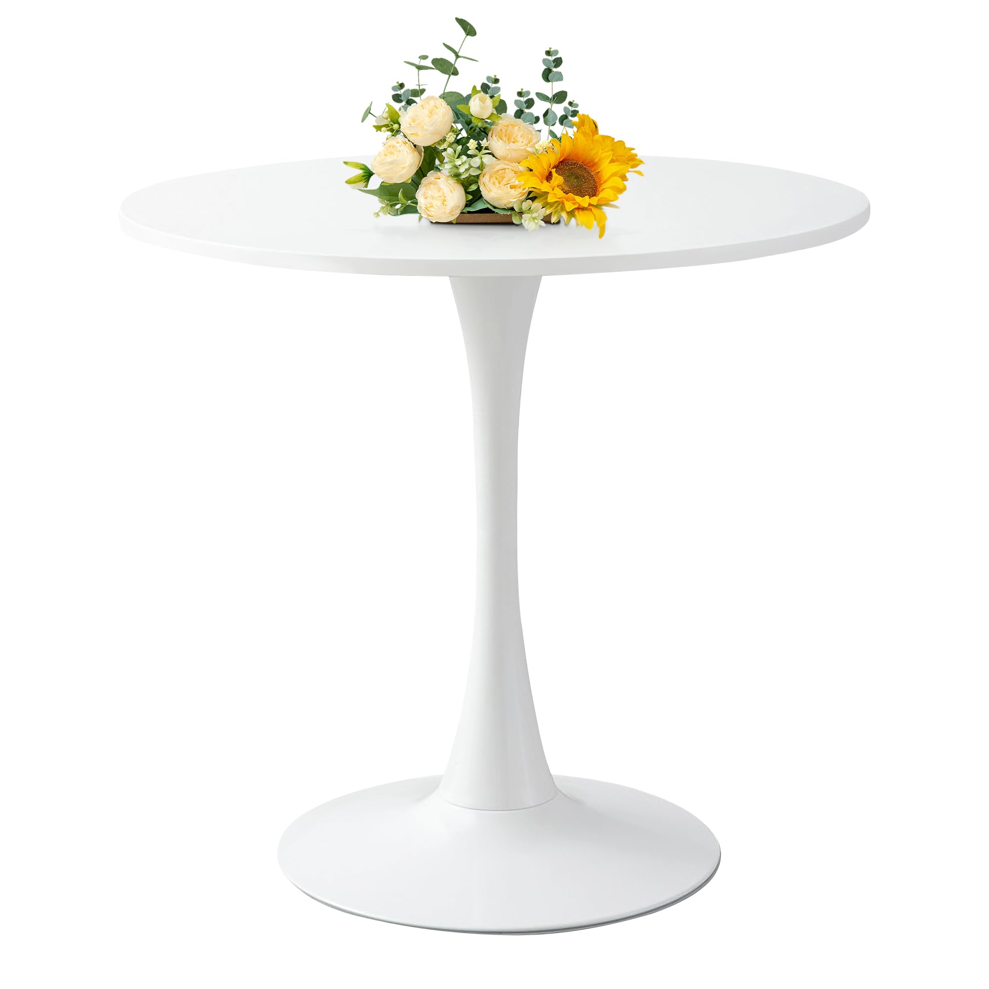 24 Inch Round Dining Table,Mid-Century Tulip Table with Metal Pedestal Base,Modern Leisure Table for Small Space Kitchen Dining Room,Easy Assembly,