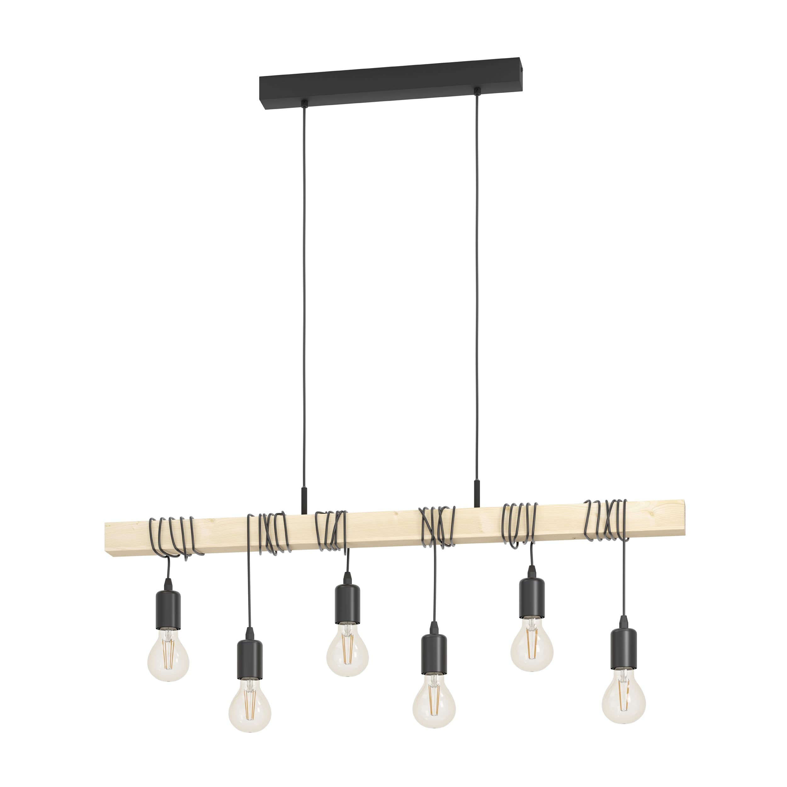 Eglo Townshend Pendant Lamp With Wood, 6-Bulb