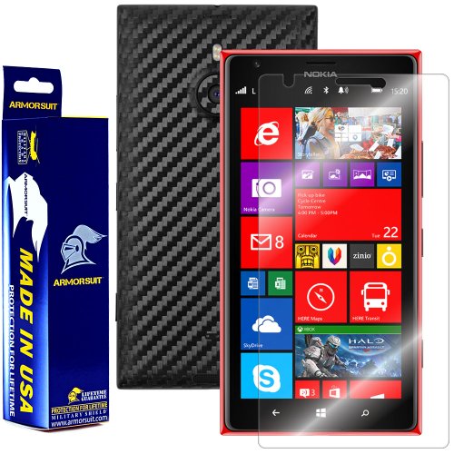 Armorsuit MilitaryShield Black Carbon Fiber Skin Wrap Film + HD Clear Screen Protector for Nokia Lumia 1520 - Anti-Bubble Film