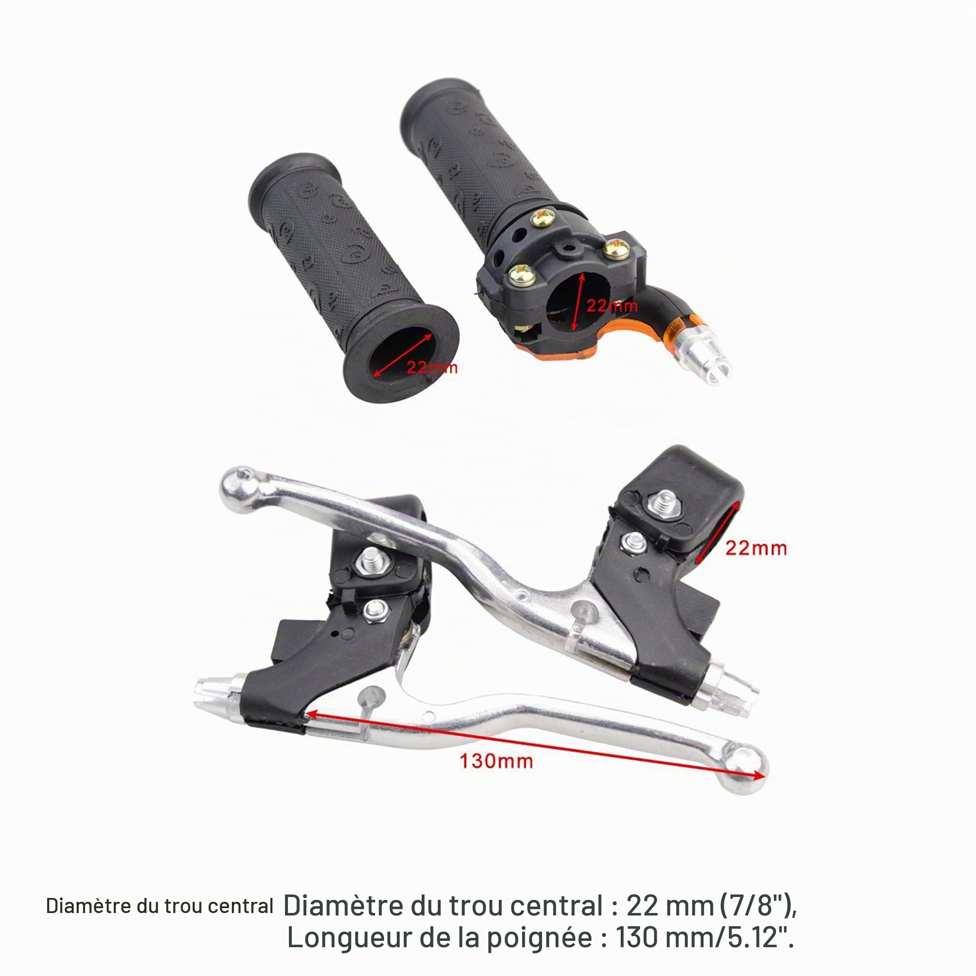 GOOFIT Poignées Twist Throttle Levers de frein 22mm Remplacement pour 47cc 49cc 2 Stroke Mini Moto Dirt Cross Pocket Bike MTB