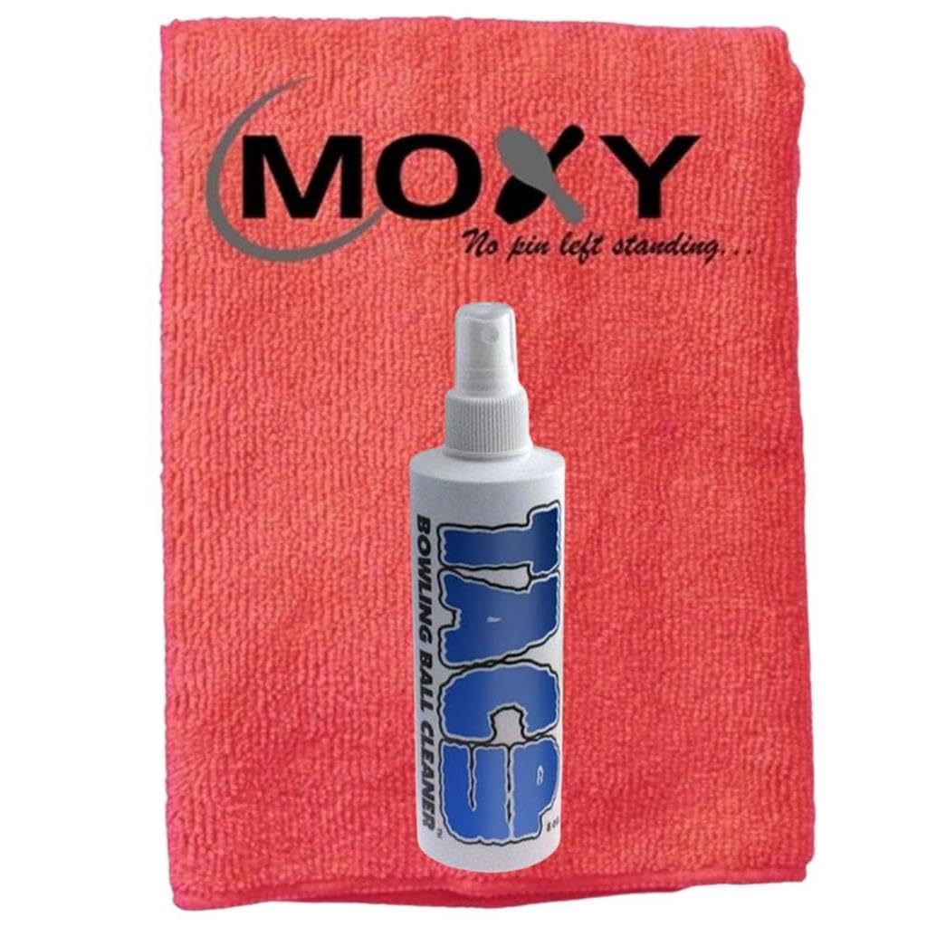 Bowlerstore Products Tac Up Bowling Ball Cleaner - 8oz with Moxy Micro Fiber Cleaning Towel (Red)