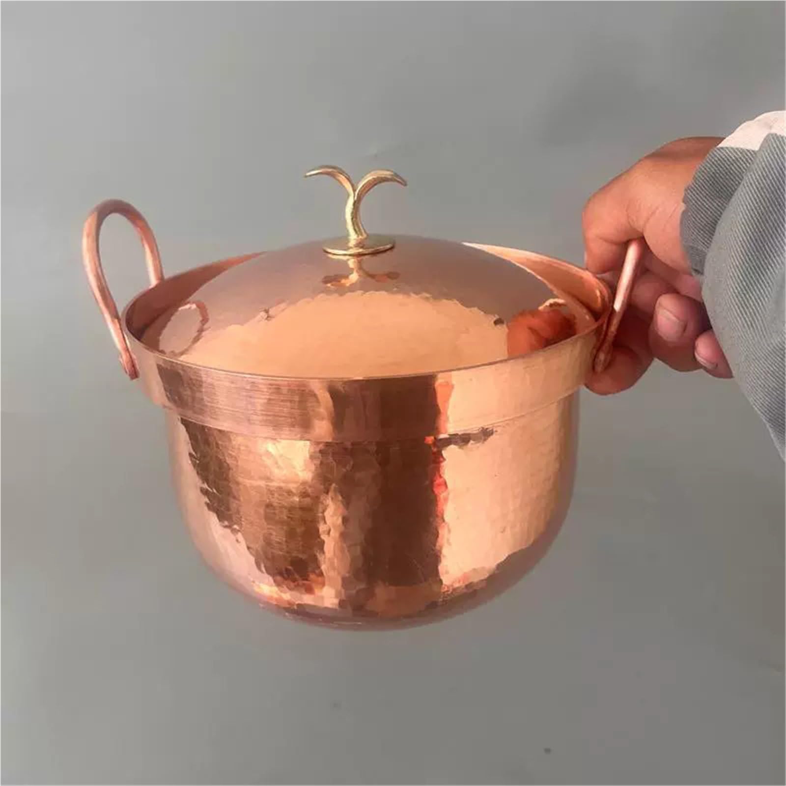 Hammered Kupfertopf Sukiyaki-Topf aus reinem Kupfer, individuell geschmiedet, handgehämmert, Doppelgriff, dicke Nudeln, heiß kochen(S)