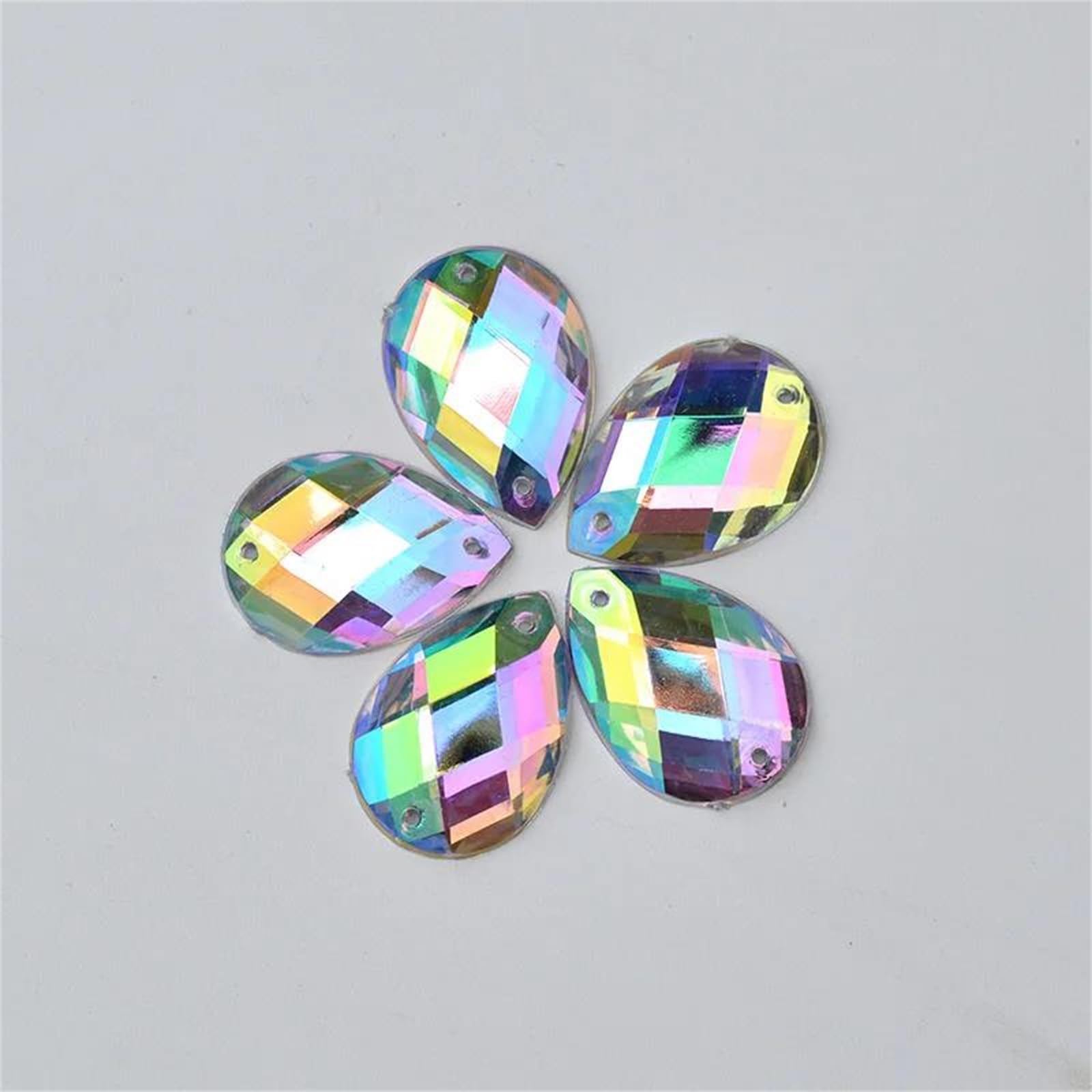 Vogrtcc 200 szt. 13 x 18 mm Ab łezka płaskie plecy akrylowe przyszyte stras szycie kryształowe kamienie diamenty na ubrania sukienka rzemiosło
