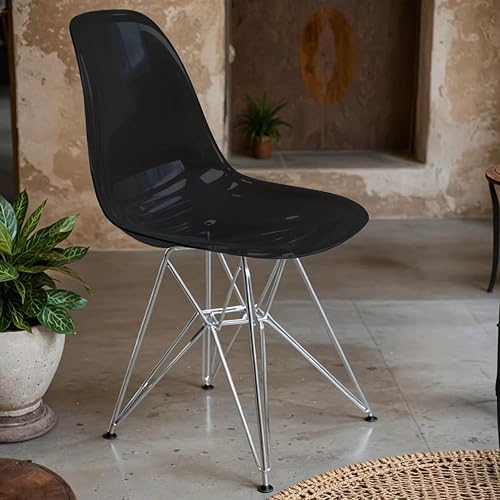 Miniatura 4 de LeisureMod Cresco - Comedor acrílico, base Eiffel cromada moderna y diseño de respaldo curvo, silla auxiliar ergonómica y ligera para el hogar,