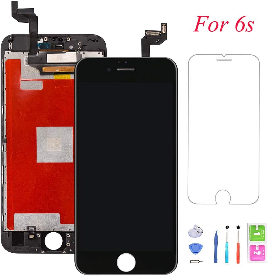 QTlier Screen Replacement for iPhone 6s, Digitizer Display with LCD Touch Screen Glass Frame Assembly with Repair Tools for A1633,A1688,A1700 Model - Black