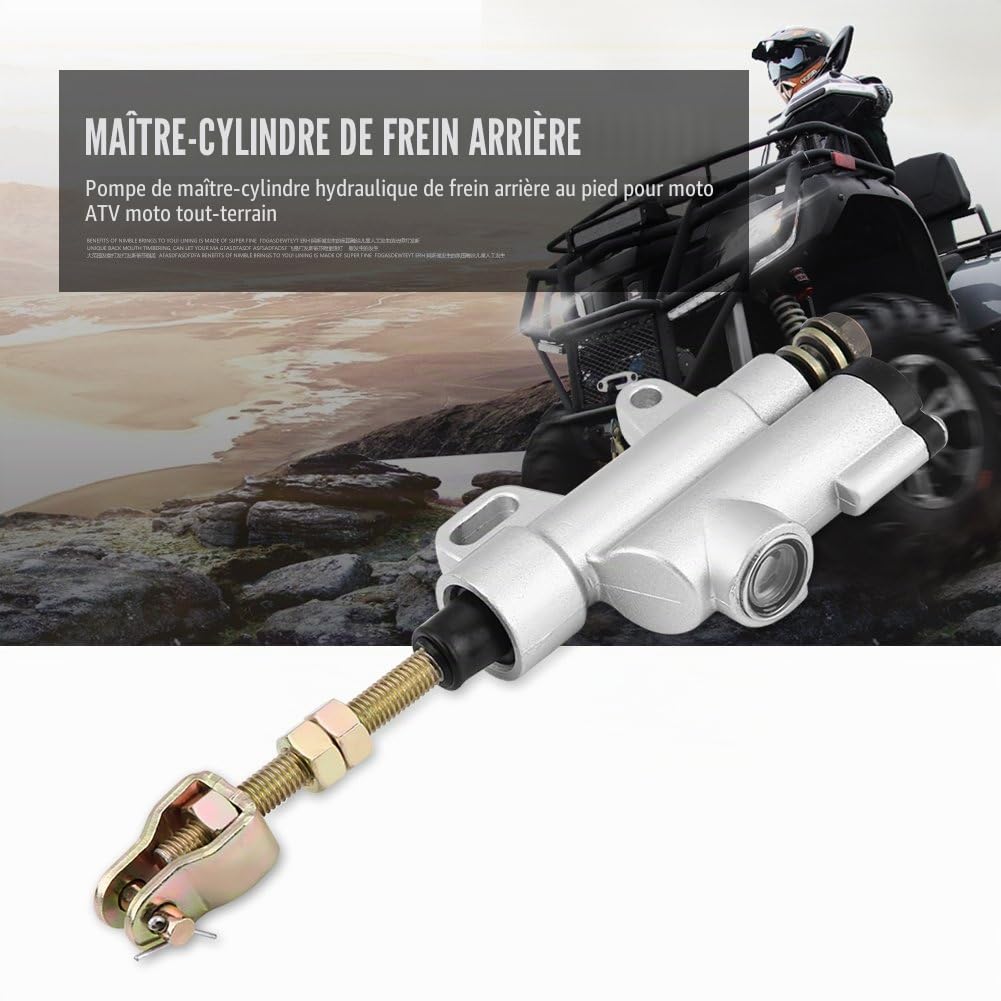 maitre cylindre frein arriere derbi 50,Maître-cylindre de frein à pied arrière universel, pompe de maître-cylindre hydraulique de frein à pied arrière remplacement pour moto ATV Dirt Bike(blanc)