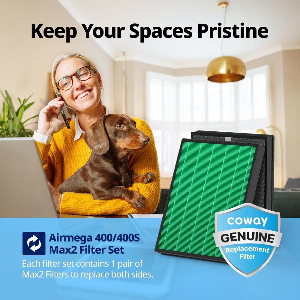 Coway Airmega 400/400S Air Purifier Replacement Filter Set, Max 2 Green True HEPA and Active Carbon Filter, AP-2015-FP - Image 3