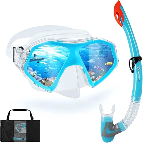 SH HORVATH - Máscara de buceo para niños (70.9in, semiseca) con vista panorámica panorámica, dos ventanas, vidrio templado, antifugas, fácil