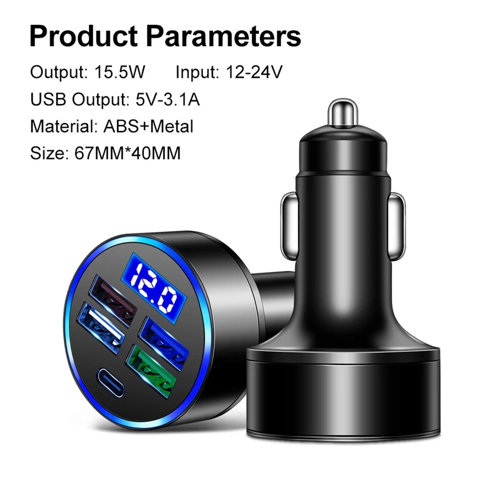 caricabatterie auto, Adattatore for telefono di tipo C con ricarica USB da 3, 1 A(4UC)
