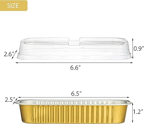 Miniatura 2 de EUSOAR Tazas para hornear con tapas, 100 piezas de 6.8 onzas, 6.5 x 2.5 x 1.2 pulgadas, papel de aluminio desechables color dorado con tapas,