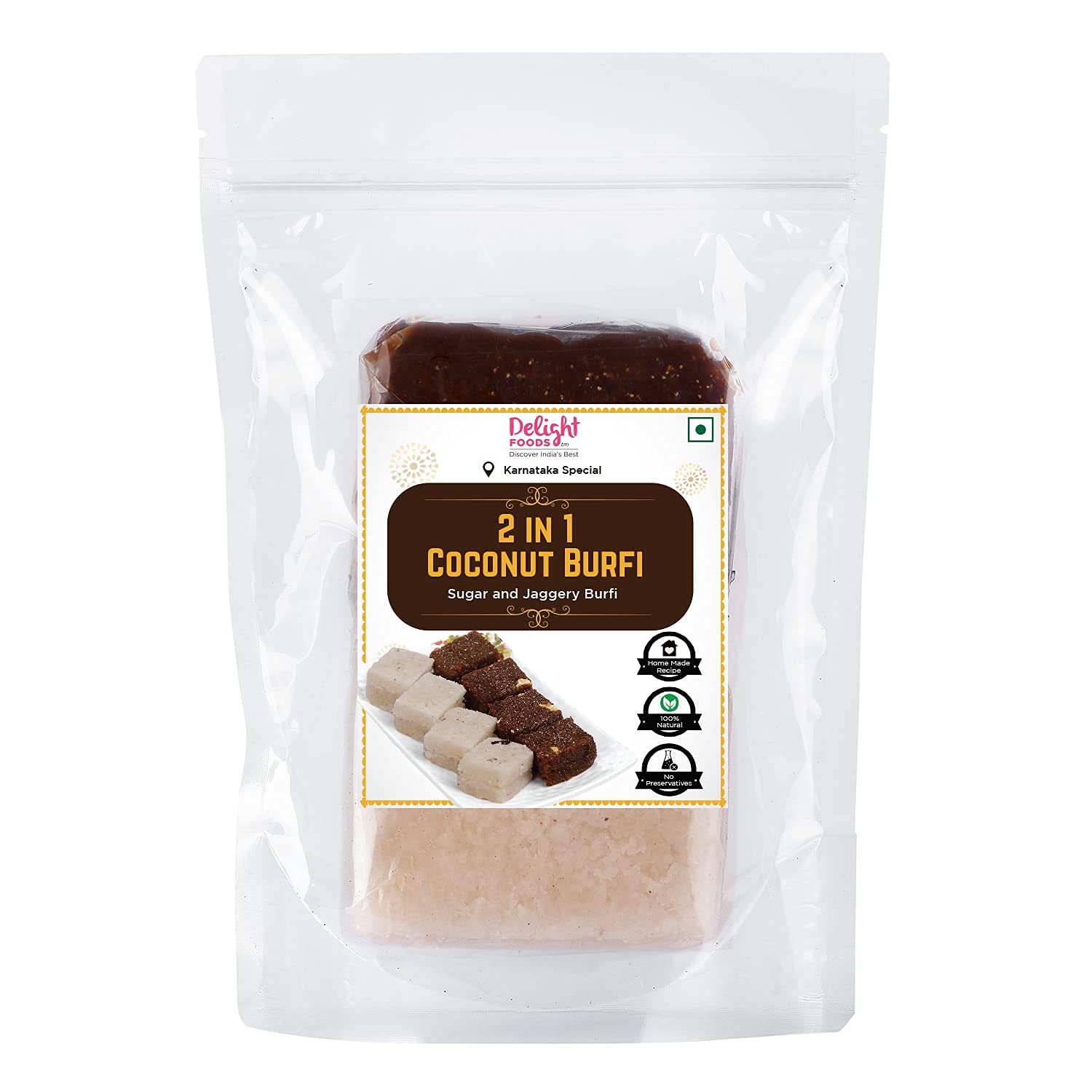 Delight Foods Homemade 2 IN 1 Coconut Burfi - 325g || 16 Piece Pack (8 Jaggery + 8 Sugar) || Thengai Burfi/Nariyal Barfi/Coconut Burfi/Kobbari Louju/Kobbari Methai (B09FGL76LV) Amazon Price History, Amazon Price Tracker