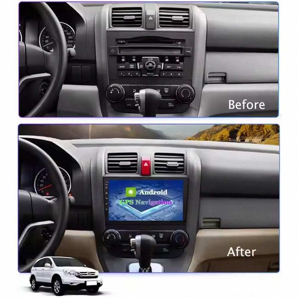 Radio Macchina Touch Screen per Honda CRV 2007-2011 Wireless Carplay Android Auto Stereo Auto Bluetooth Ips con Pantalla Táctil con Gps, 8 Nucleo 8G+256G