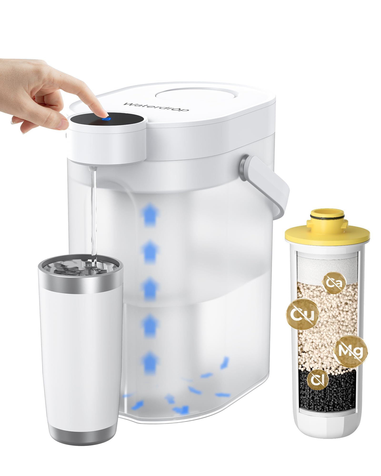 Waterdrop WD-ED11W Wiederaufladbarer Elektrischer Wasserfilterkrug 3,5L Wasserenthärter Kalkfilter