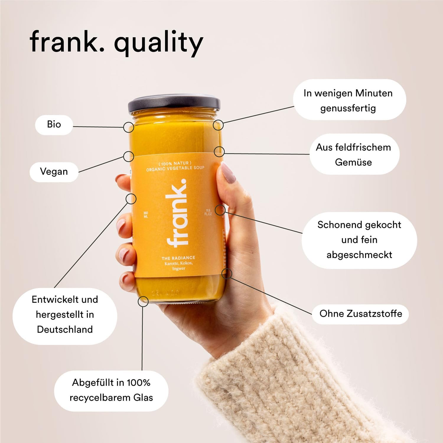 Frank Juice 3 Tage Saftkur mit Suppe | 15 x 330ml Säfte + 3 x 350ml Bio Suppen + 3 x 60ml Bio Ingwer Shot | Direktsaft kaltgepresst Vegan | ideale Fastenkur aus frischem Obst & Gemüse